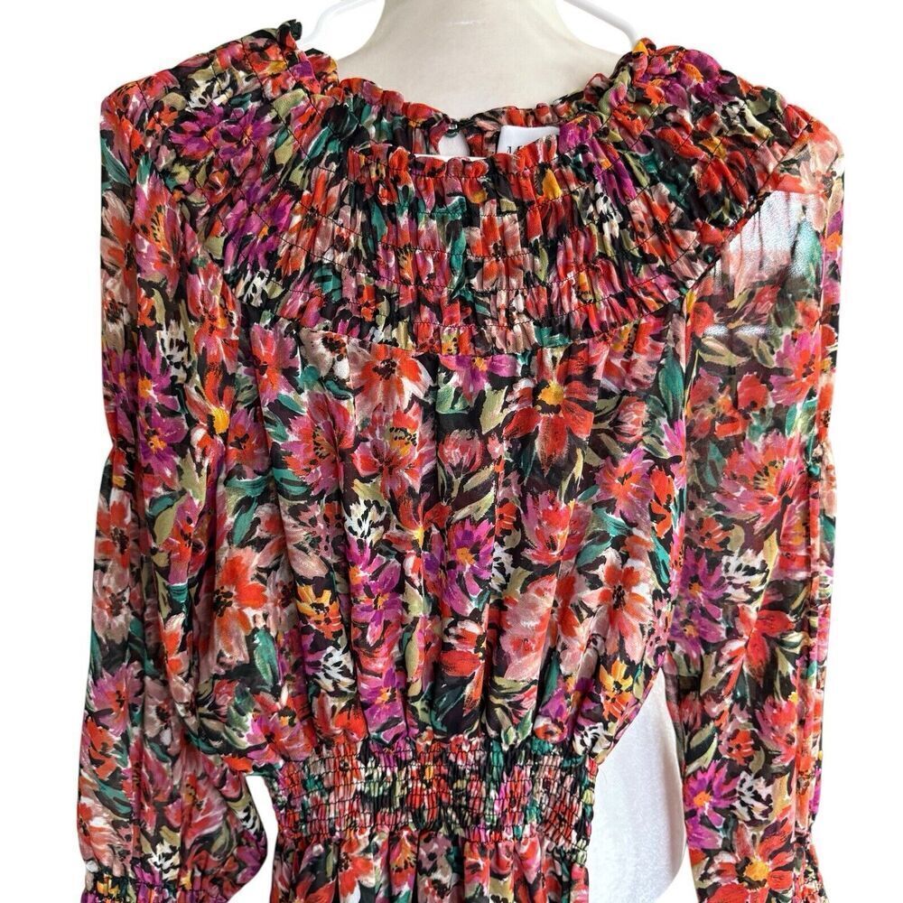 Misa Los Angeles Marin dress lorena Floral Long Sleeve Mini Size S Flirty - Picture 2 of 10